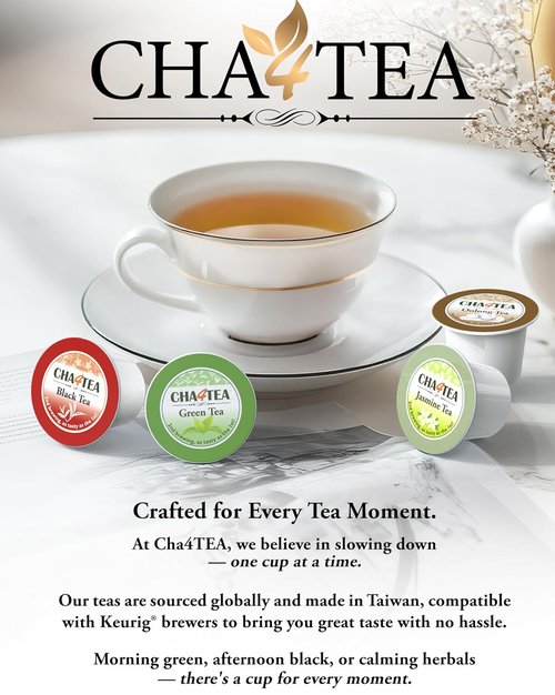 Cha4TEA Variety Pack Tea - 100-Count Compatible with Keurig | Green, Black, Earl Grey & More