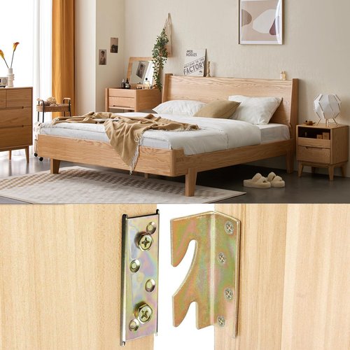 4 Sets Bed Rail Brackets,Heavy Duty Bed Frame Brackets Bed Fittings Wooden Bed Frame Connectors with Screws