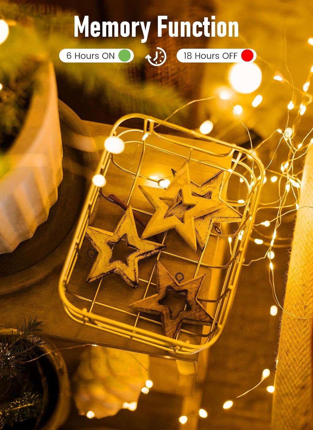 Minetom 66Ft Battery Operated Fairy Lights - 200 LED Waterproof String Lights for Indoor/Outdoor Decor