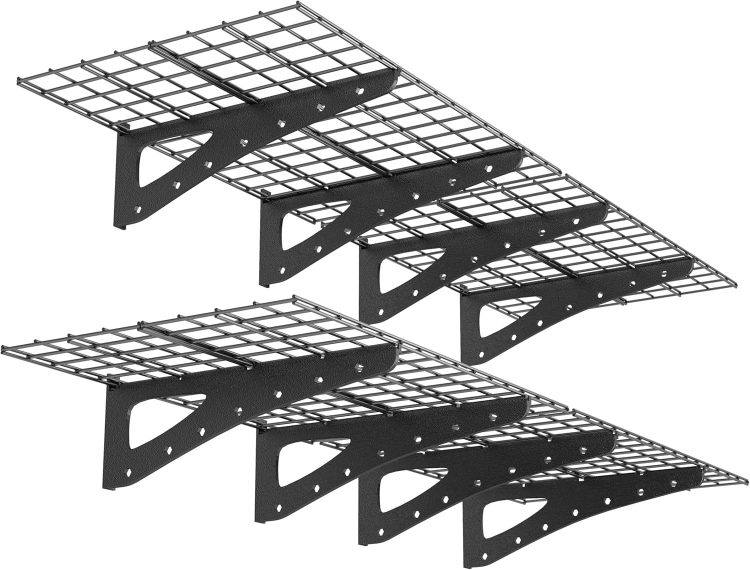 Sturdy 2-Pack Garage Wall Shelving | Heavy Duty Storage Rack for 1200 LBS | Black 70.86" x 23.6"