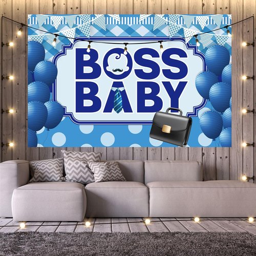Dill-Dall Baby Backdrop Wall Banner, Welcome Baby Boy Gender Reveal Party Photo Background Decorations Supplies Hanging Sign, 6x4ft