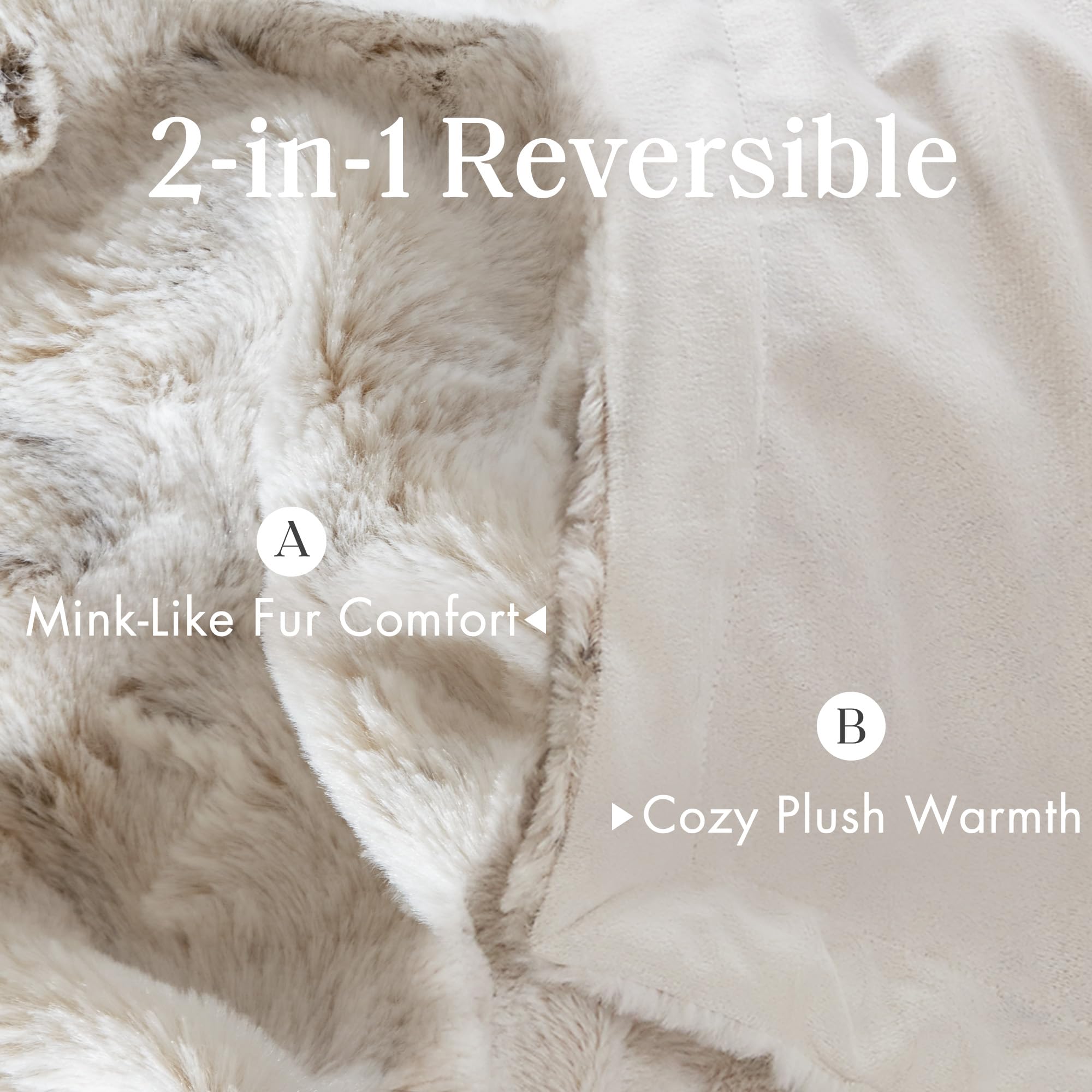 Madison Park Zuri Soft Plush Luxury Oversized Faux Fur Throw Animal Stripes Design, Faux Mink On The Reverse, Modern All Seasons Blanket for Bed, Sofa Couch, Office, Snow Leopard, 60x70
