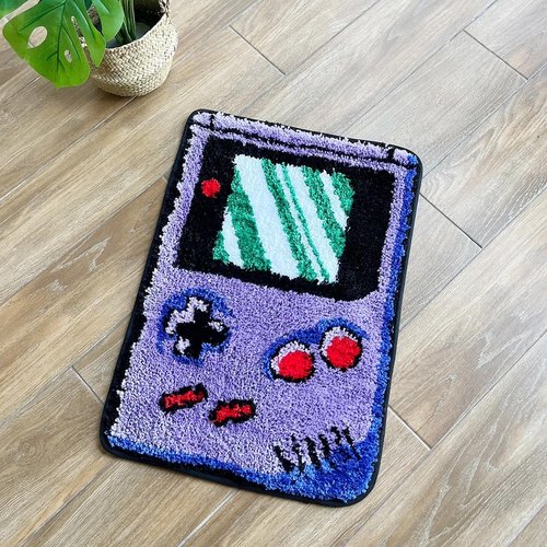 LAKEA Purple Games Console Rug - Cute Tufted Flocking Carpet | Anti-Slip Doormat (23.6" x 15.7")