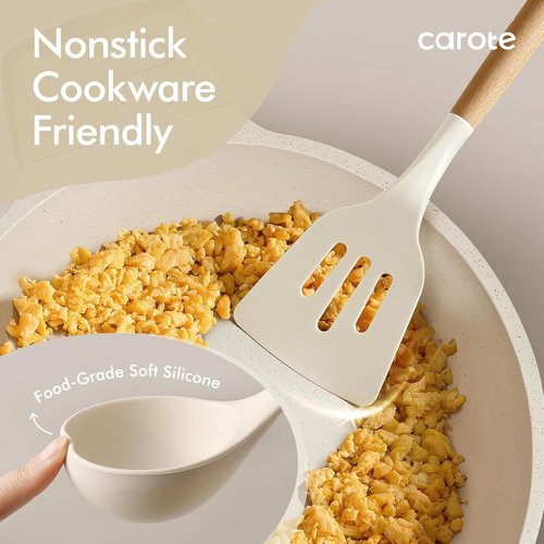 CAROTE 22-Piece Silicone Cooking Utensils Set - Heat Resistant Kitchen Gadgets | Spatula, Turner, Whisk, Tongs