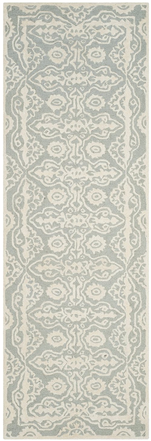 SAFAVIEH Bella Collection 2'3" x 7' Grey/Ivory BEL134B Handmade Premium Wool Runner Rug