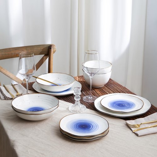 Christian Siriano Luma 16-Piece Dinnerware Set Porcelain, Blue