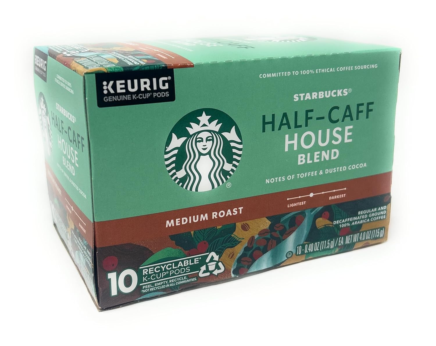 Starbucks Half Caff K-Cup Pods - 10 Count for Smooth, Rich Flavor | Perfect for Coffee Lovers