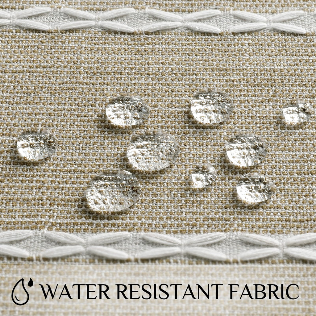 Softalker Outdoor Tablecloth Rectangle, Waterproof Linen Cotton Farmhouse Table Cloths with Tassel, Heavy Weight Wrinkle Free Boho Table Cover for Picnic Camping Dining - 55 x 84 Inch, Coffee Lines