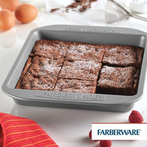 Farberware Nonstick Bakeware - 9-Inch Square Cake Pan for Effortless Baking | Gray Finish