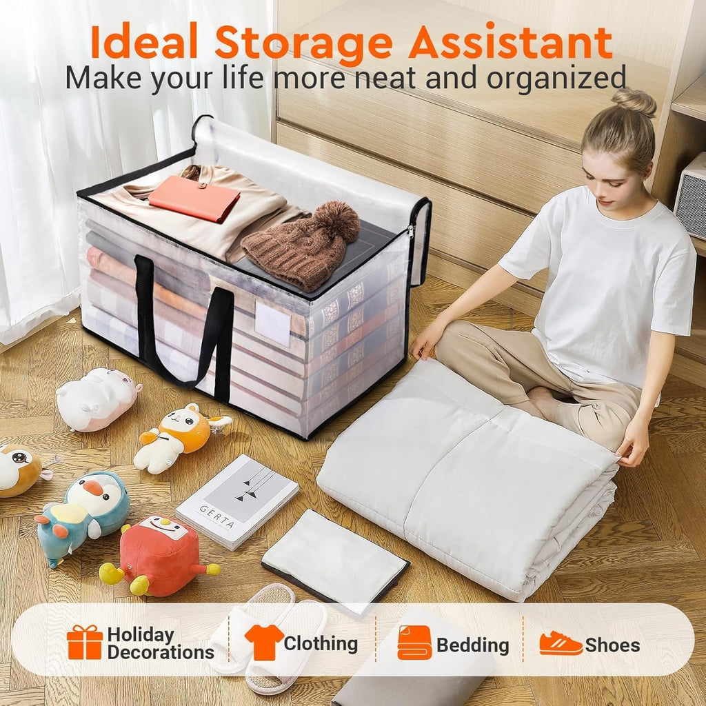 BlissTotes Moving Bags - Heavy Duty Extra Large 93L Storage Totes with Zipper & Reinforced Handles | 8-Pack
