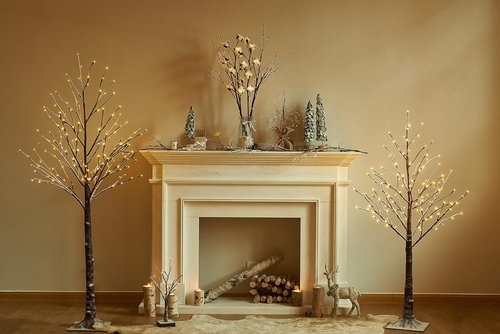 Hairui Lighted Brown Branches - 100 LED Fairy Lights with Timer | 30-Inch Willow Branch Decor for Indoor/Outdoor Holiday Use