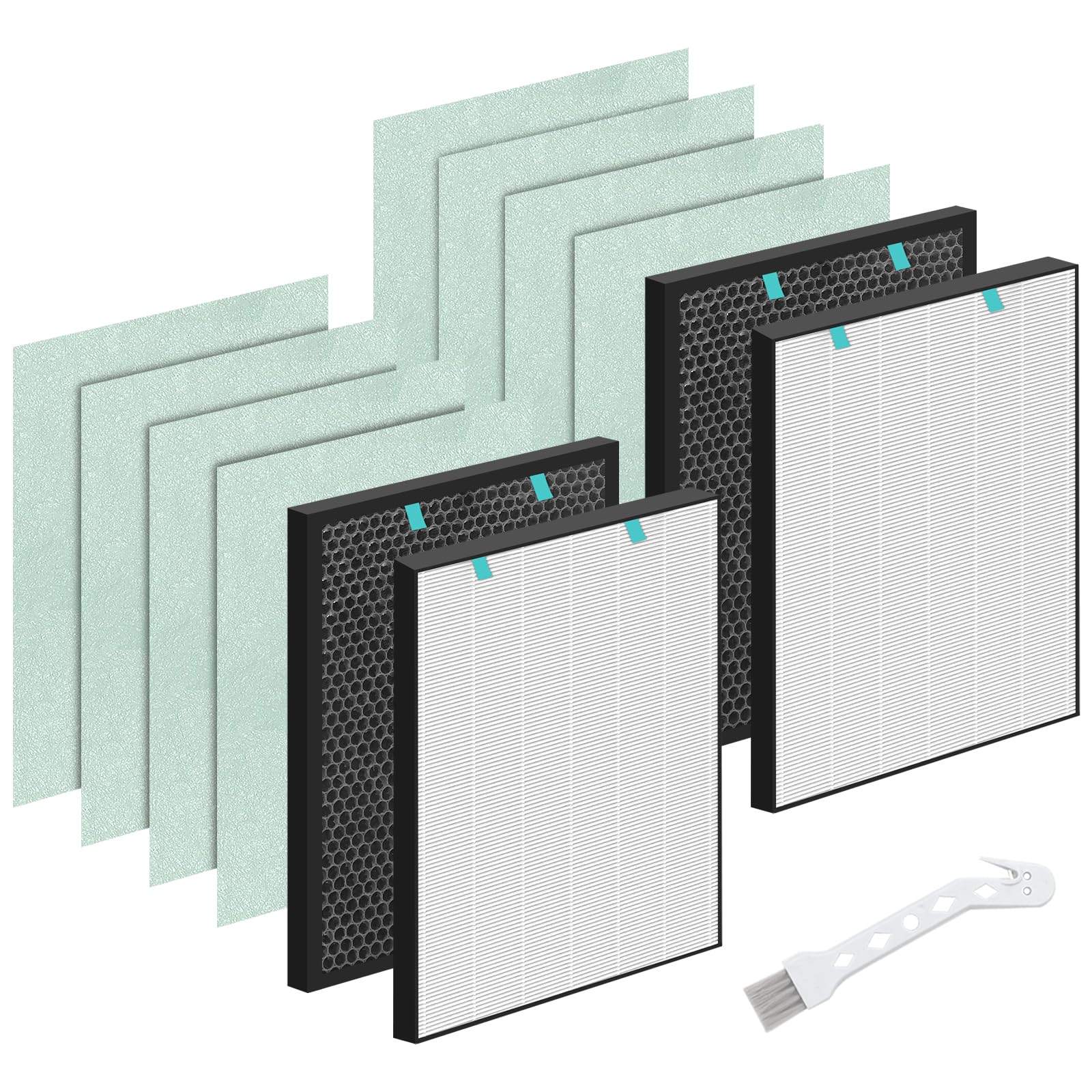 Asrhine 2 Sets Air400 Filter Replacement for Bissell Air400, 2 Filter, 2 Carbon Post Filter, 8 Pre Filter, Compared to Part 2521 and 2520 (2 Sets Air400)