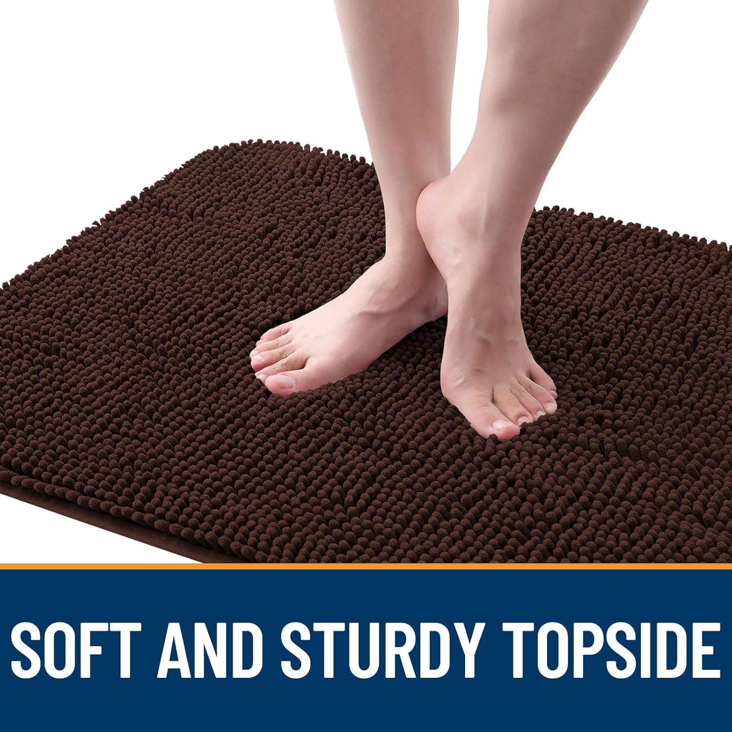 OLANLY Dog Door Mat - Absorbent Non-Slip Washable Chenille Mat for Muddy Paws | 32x20, Brown