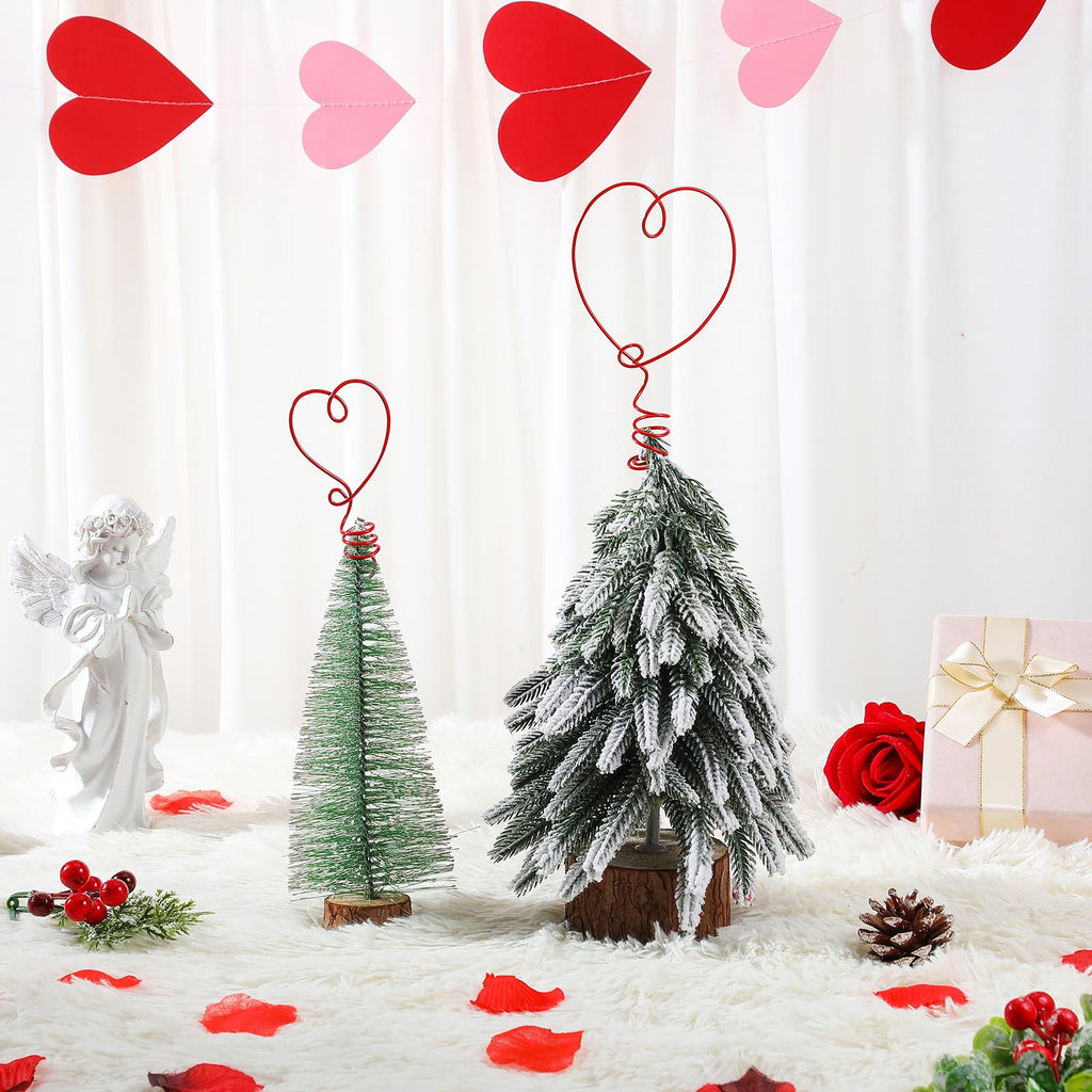 Yinkin 2 Pcs Mini Valentine Tree Topper 2 and 3 Inch Mini Heart Valentines Topper for Small Tree Toppers Metal Heart Decorations for Valentine's Day Home Decor Party Holiday