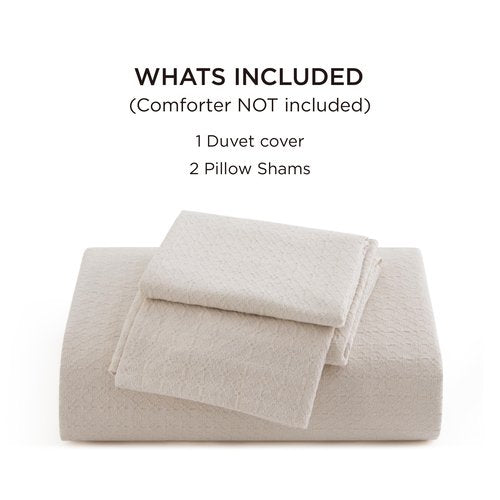 Bedsure Cotton Duvet Cover King Size - Waffle Weave Boho Rhombus Textured Duvet Cover, Soft and Breathable Rhombus Jacquard Bedding Set for All Seasons (Beige, King, 104"x90")