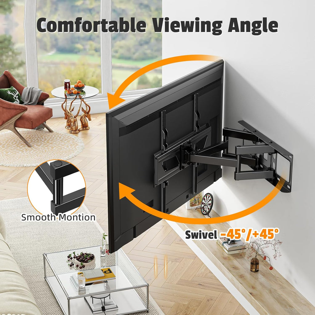 Simple Trending Full Motion TV Wall Mount - Articulating Dual Arms for 32-70 Inch TVs, Supports 132 lbs