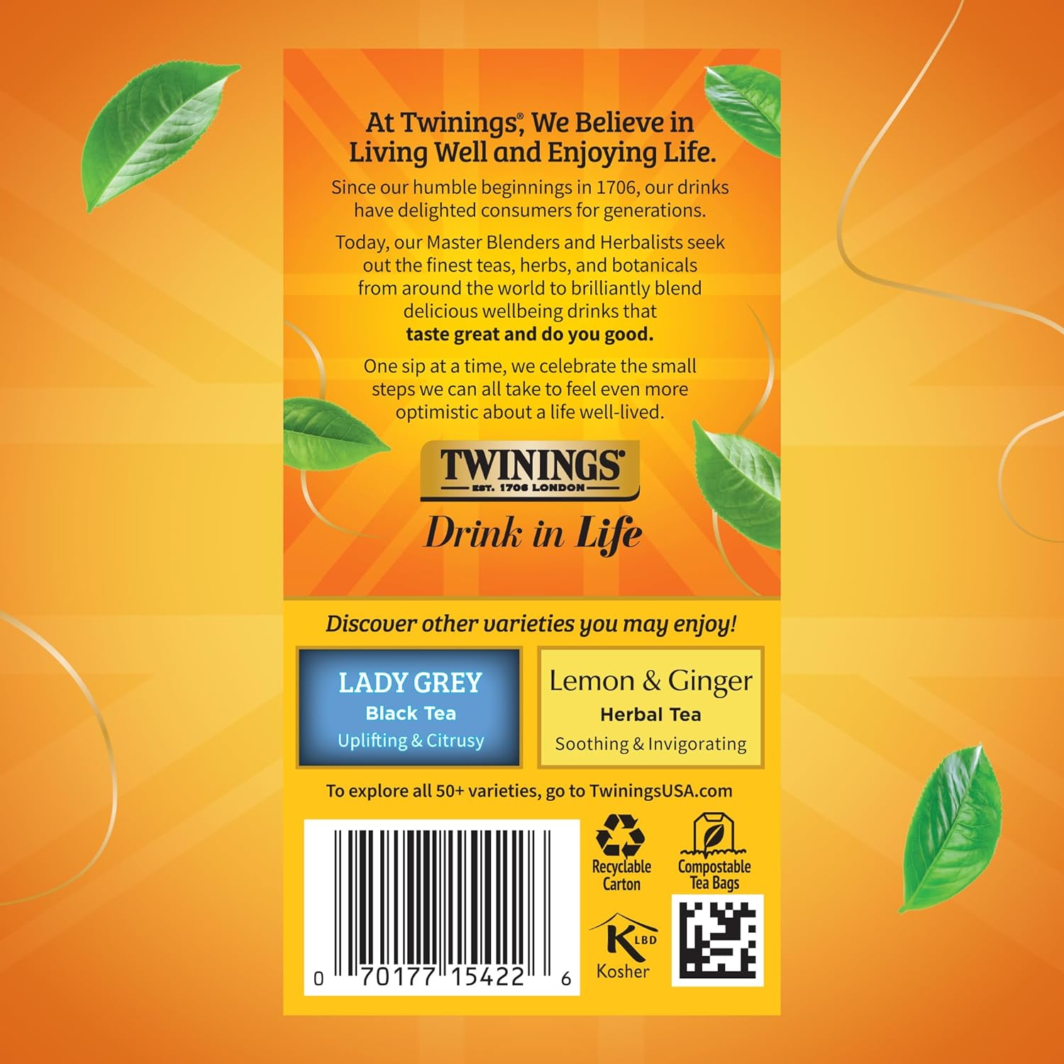 Twinings Earl Grey Tea Bags - Individually Wrapped, Citrus & Bergamot Flavor, 20 Count (Pack of 6)