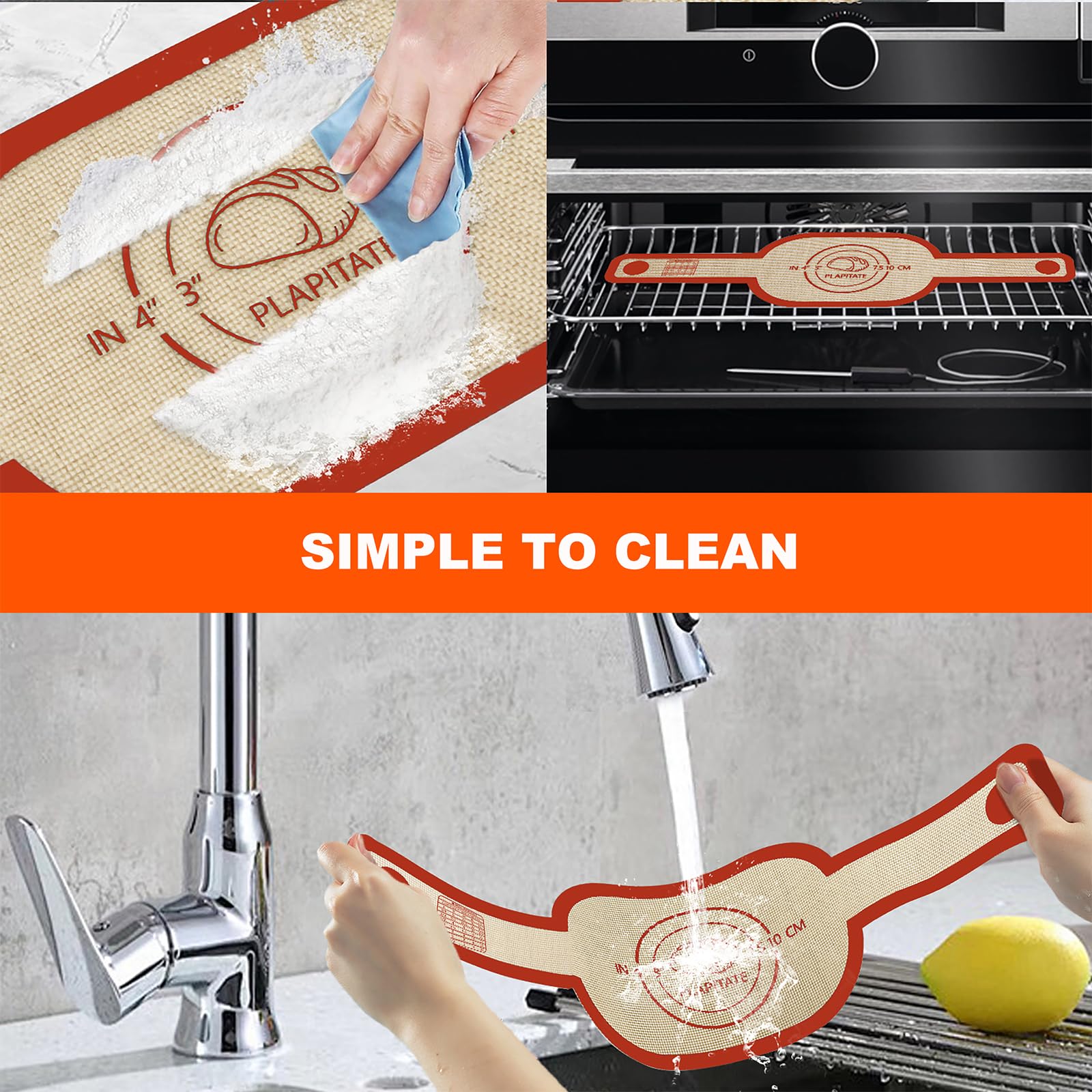 PLAPITATE Silicone Bread Sling Dutch Oven Liner, Non-Stick & Easy Clean Reusable Oval Silicone Bread Sling Baking Mat, Easy to Transfer Sourdough Bread - 2 Red Set