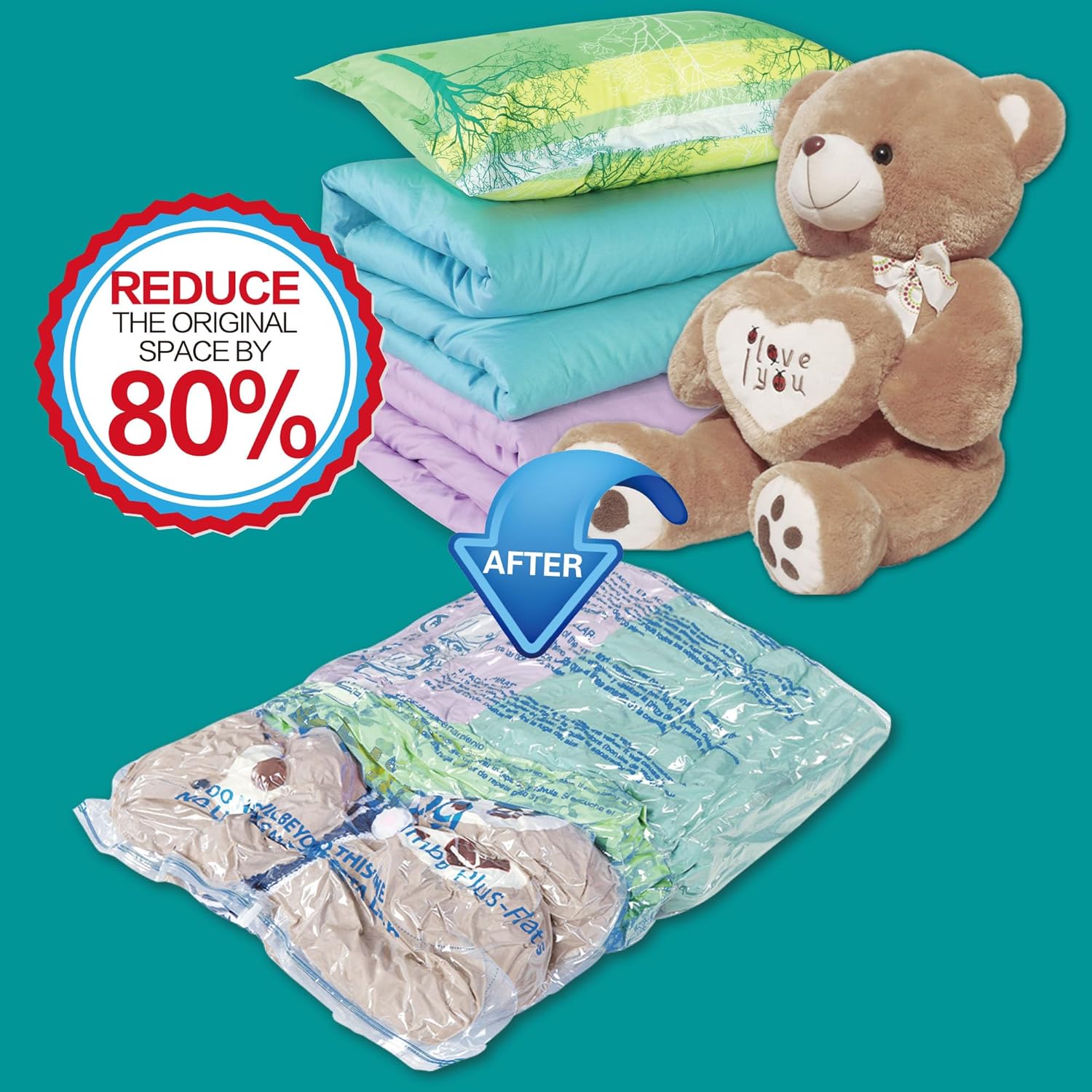 Regine Switzerland XXL Jumbo Vacuum Storage Bags - 47''x35'' Space Saver for Blankets & Comforters (4 Pack)