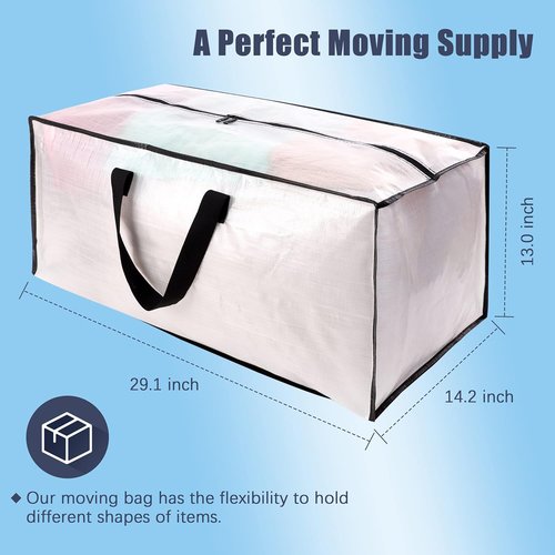 HOMESURE Large Water-Resistant Moving Bags - 12 Pack Heavy Duty Storage Totes with Zippers & Handles | Fold Flat Design