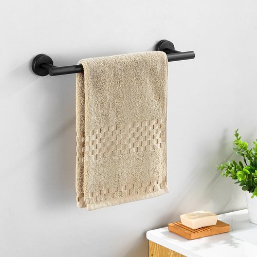 Bathroom Hardware Towel Bar Set - Matte Black Bathroom Accessories Set - Including 16" Hand Towel Bars - Toilet Paper Holders - Towel Rings - Robe Towel Hooks