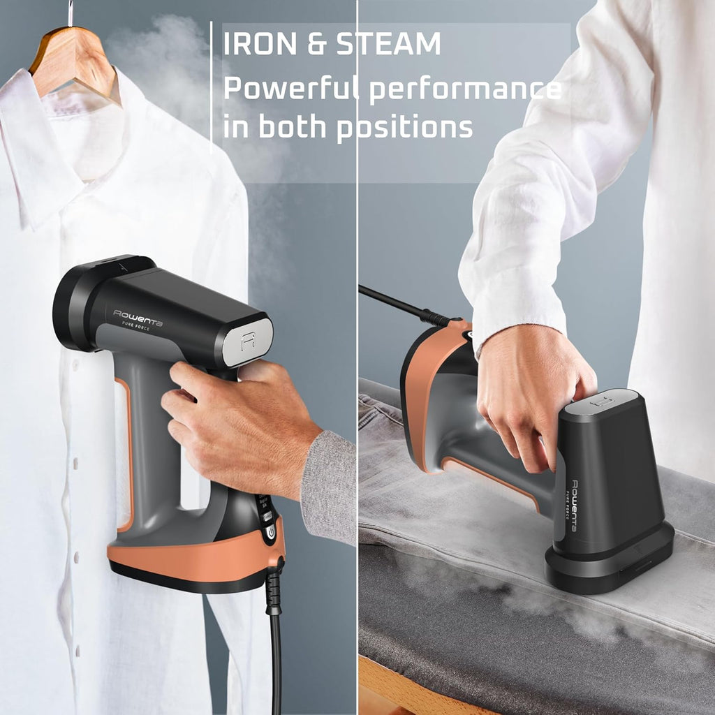 Rowenta Handheld Clothes Steamer - 3-in-1 Ironing & Lint Removal, 7.1 Oz Tank, 1875 Watts, Black & Copper
