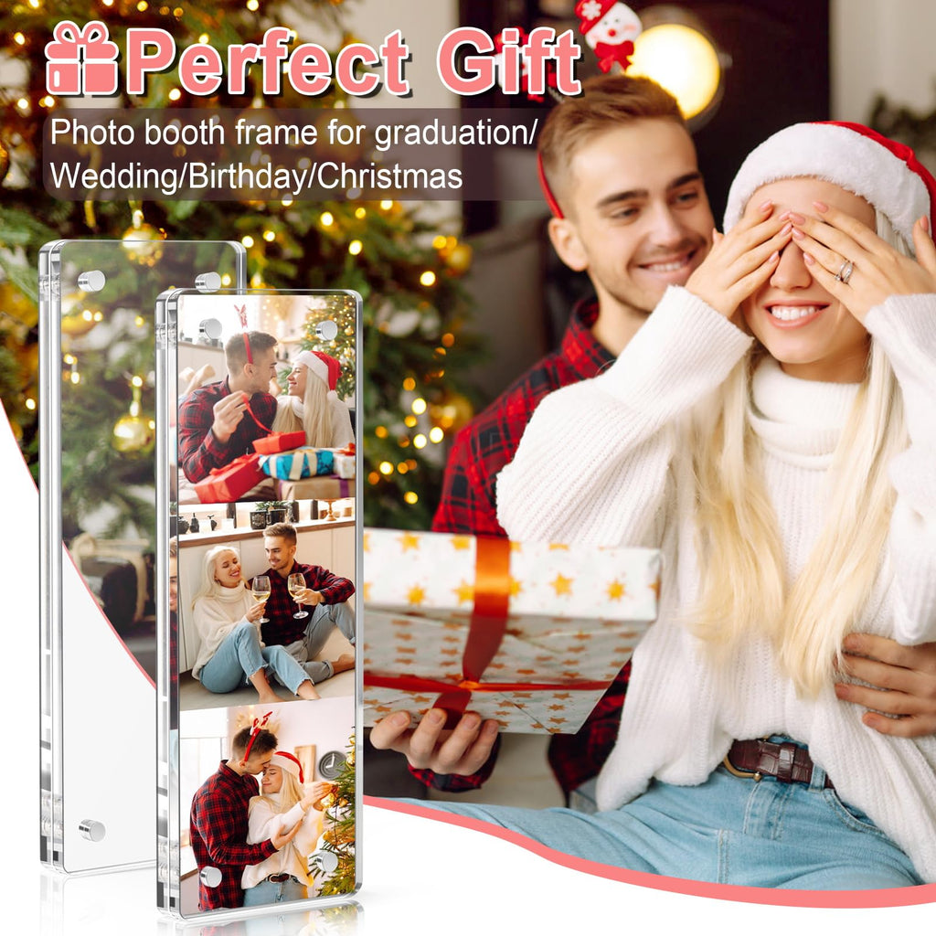 Vowcarol 2 Pack Photo Booth Frame 2x6 Picture Frame, Acrylic Fridge Magnetic Frames, Clear Acrylic Frame, Strong Magnetic 2x6 Photo Picture Frames for Refrigerator