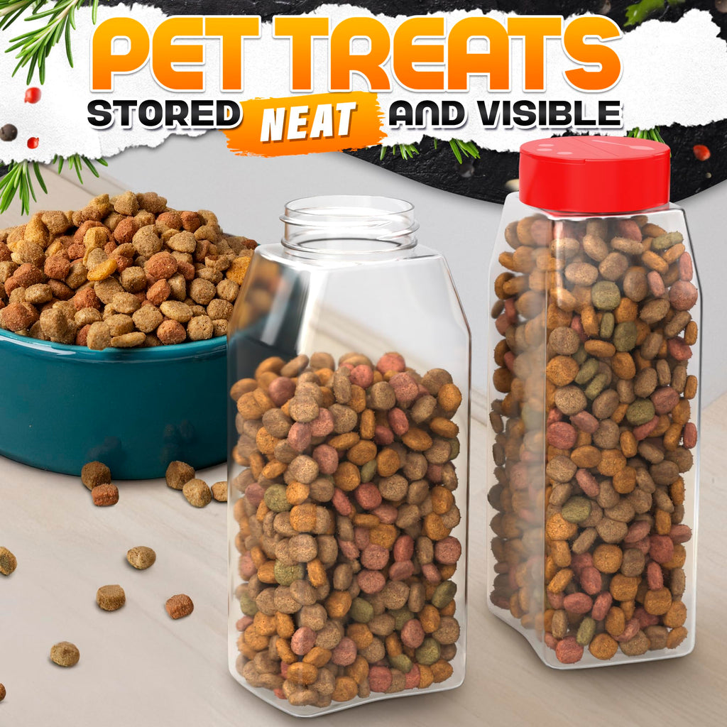 2 Pcs Large Seasoning Shaker – 32oz Storage Seasoning Containers – Large Spice Shakers with Holes and Lids Dual Shake, Clear Jars with Airtight Seal, Unique Shape for Loose Leaf Tea, Rubs, & Herbs