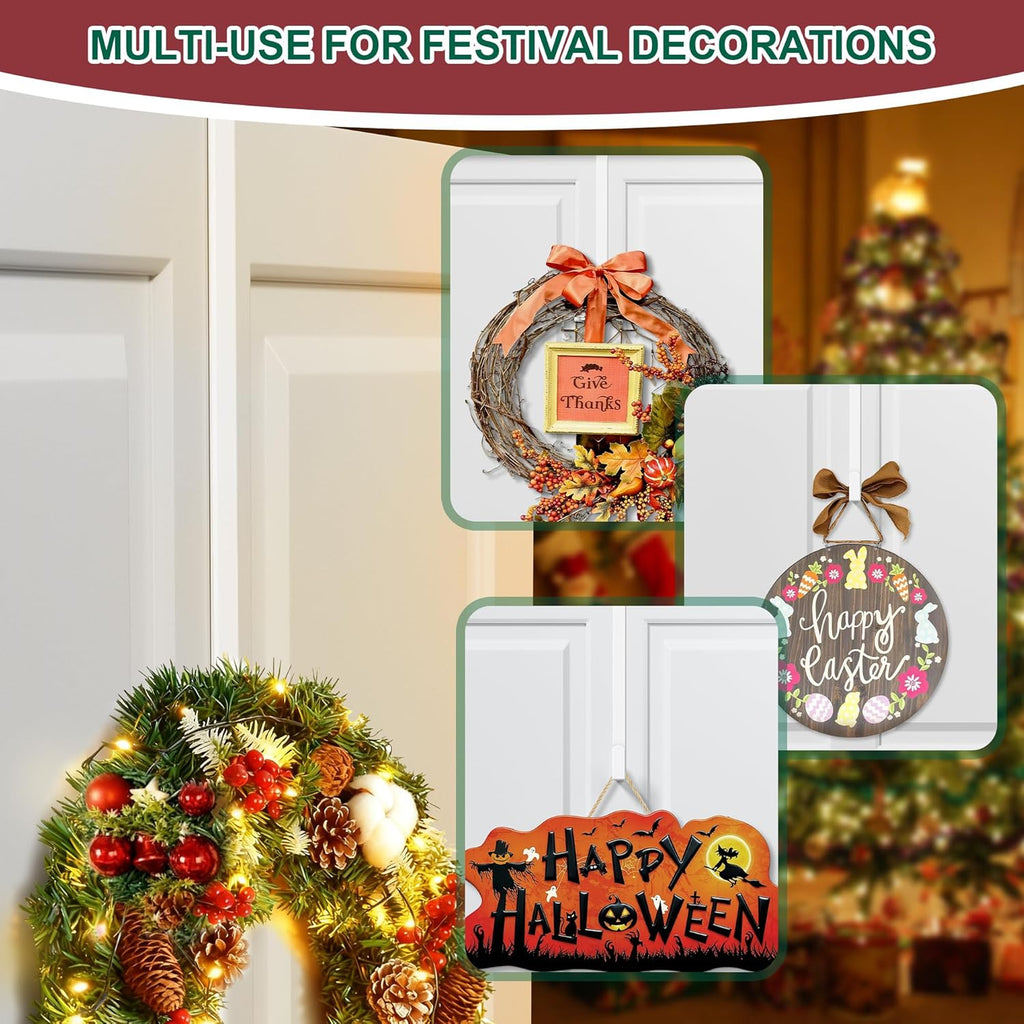 Reversible Wreath Hanger by [Brand Name] - Heavy Duty Steel Over The Door Hook | Fits Most Doors Up to 1-3/4”