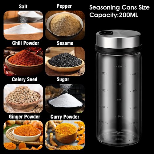 Gjinxi Salt Pepper Shakers with Adjustable Pour Holes, Clear Glass Seasoning Shakers, Moisture Resistant Seasoning Shaker, Spice Dispenser for Season, Picnics