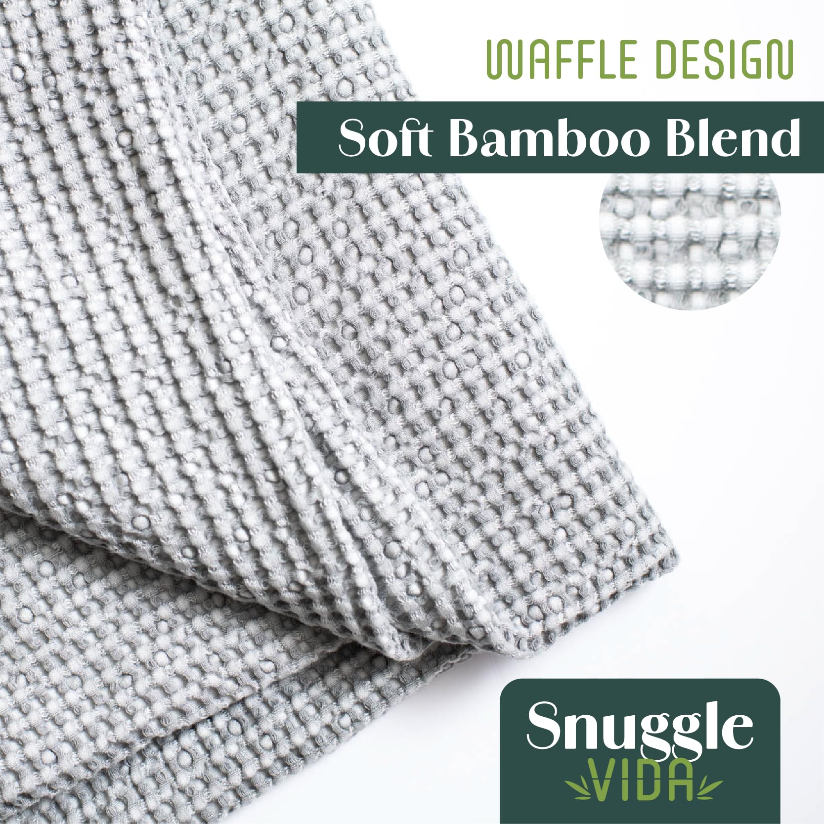 Houseify SNUGGLEVIDA Bamboo Cooling Blanket - Temperature Regulating Waffle Blanket for Comfortable Sleep - Throw for Sensitive Skin - Hypoallergenic, Breathable, Machine Washable