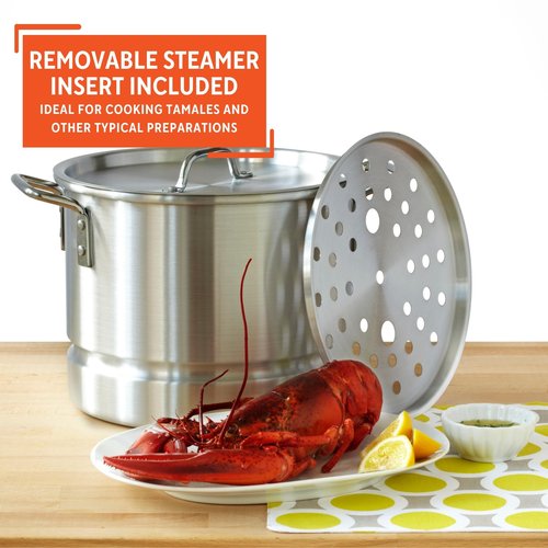 IMUSA Aluminum Steamer Dual Piece Set, 32 Qt and 10 Qt, Silver