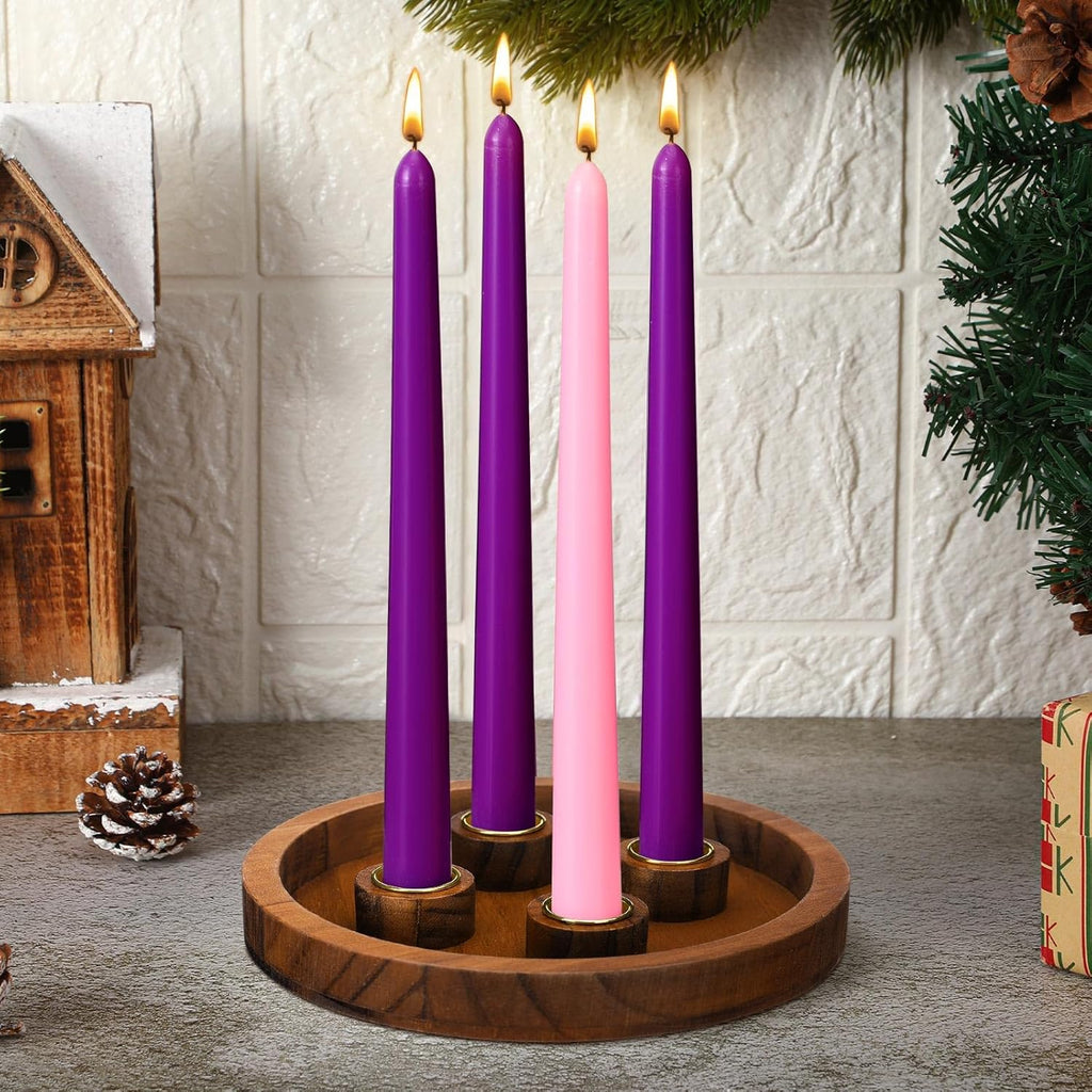 Vercraft 7-Inch Christmas Advent Candle Holder - Modern White Tray with 12 Taper Candles | Festive Table Centerpiece