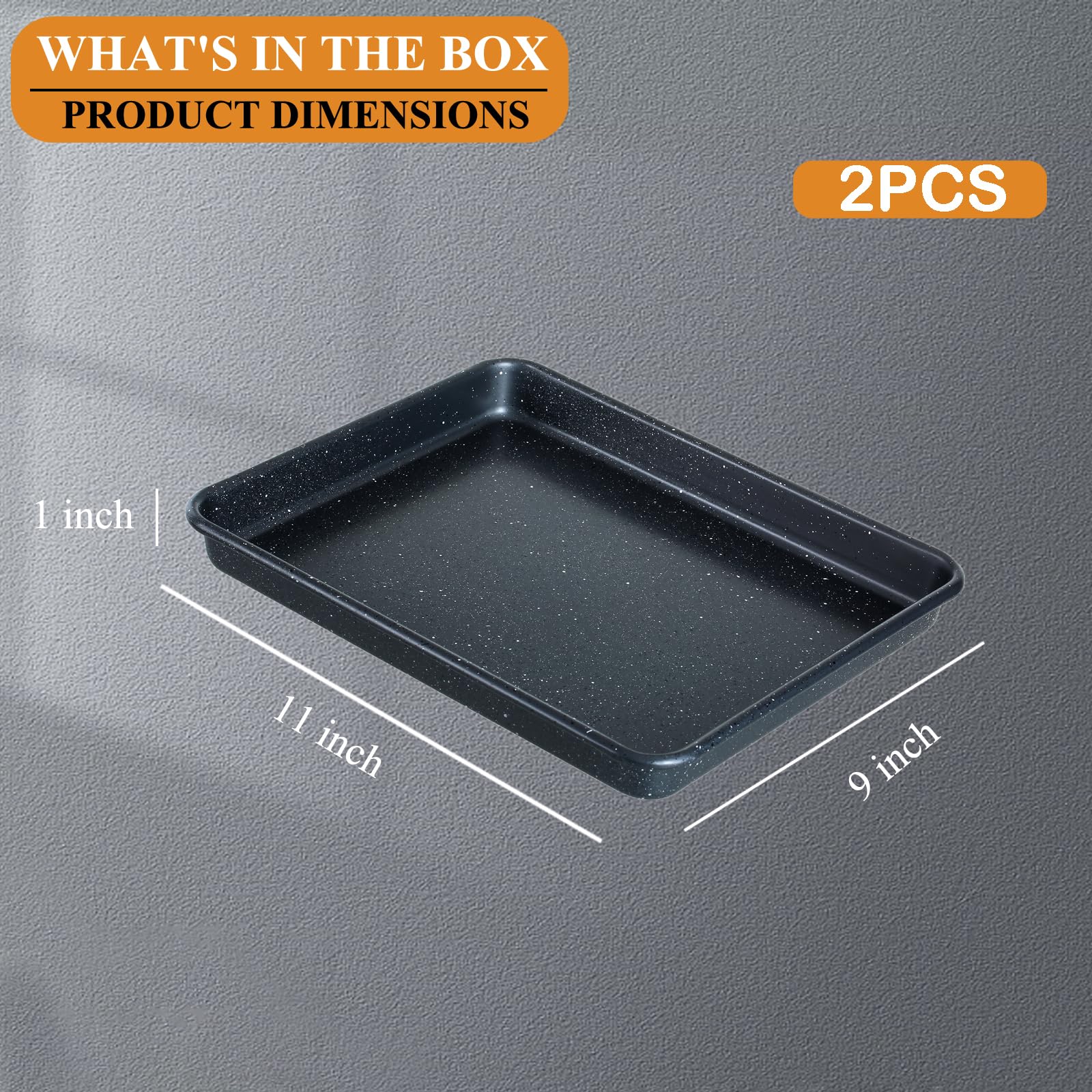 Walooza 11 Inch Nonstick Baking Sheets Set of 2, Carbon Steel Cookie Sheets for Baking, Heavy Duty & Stackable Baking Pans for Oven, Non Toxic & Easy Clean, 11x9 Inch Baking Trays