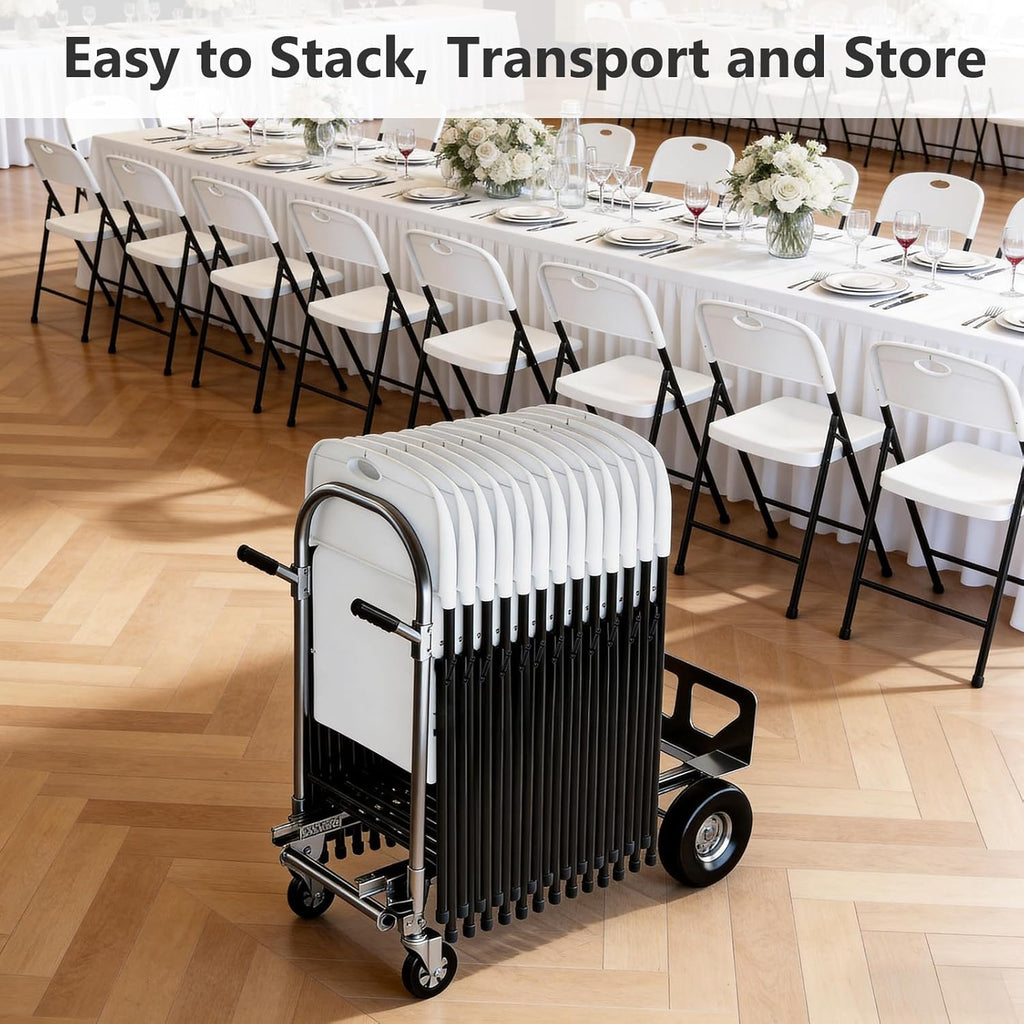 Plastic Folding Chairs 4-Pack - Sturdy Metal Design | Heavy-Duty 350 lbs Capacity for Indoor & Outdoor Use