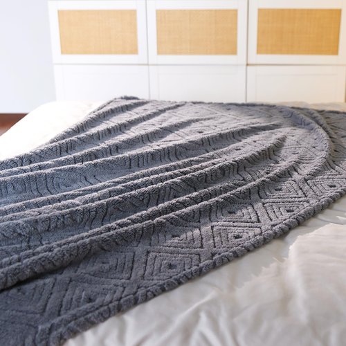 BYKOSY Geometric 50x70 Inch Flannel Jacquard Throw Blanket- Soft & Cozy Luxurious Blankets for Couch, Bed, Sofa, Travel，Home and Dorm Decor，Housewarming Gift for Women & Men,Dark Grey