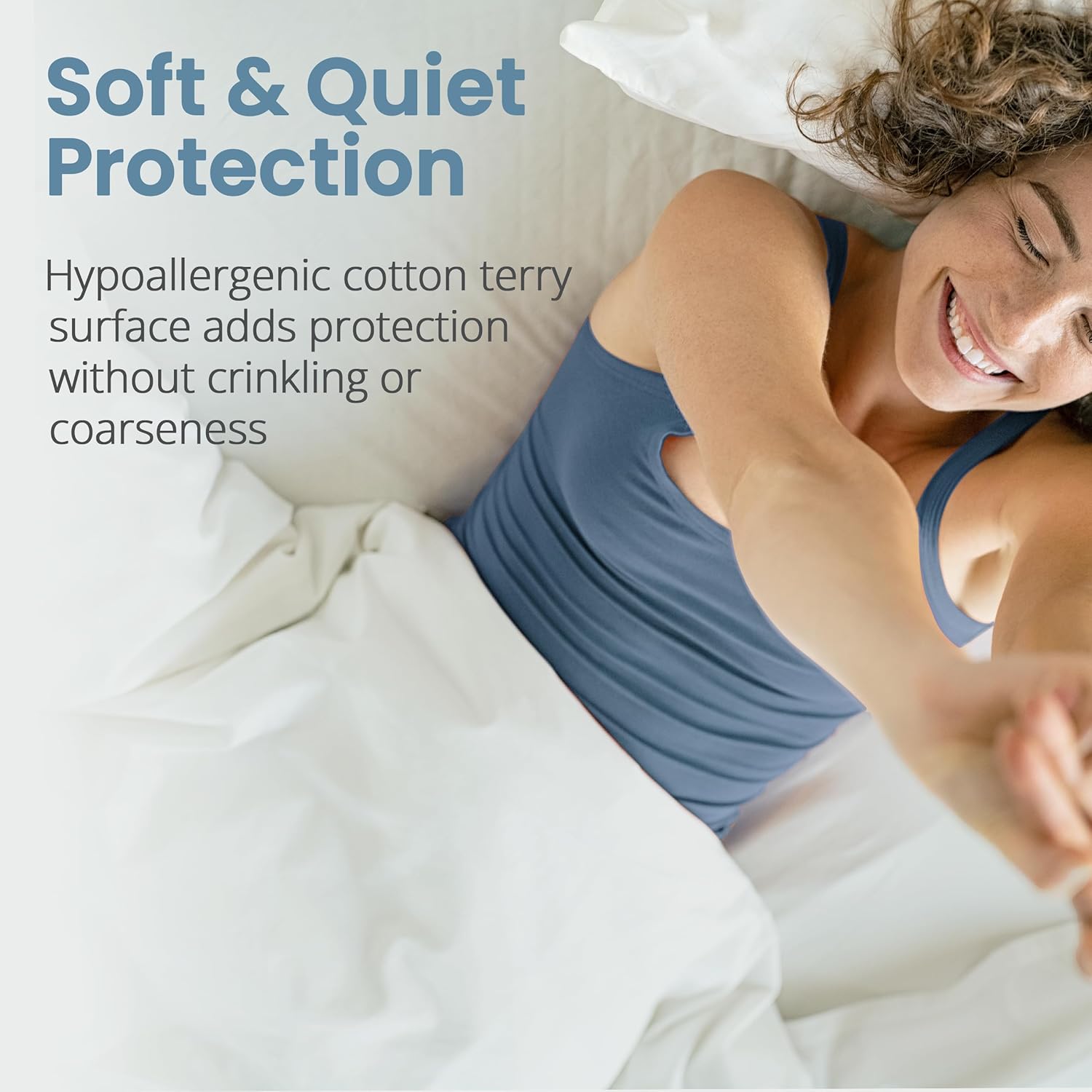 SafeRest Waterproof Mattress Protector - Queen Size Fitted Cover with Stretchable Pockets | Machine Washable Cotton Blend