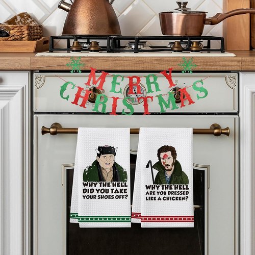 Home Alone | Funny Christmas Kitchen Towels - 2 Pack Holiday Dish Towels for Decor & Gifts