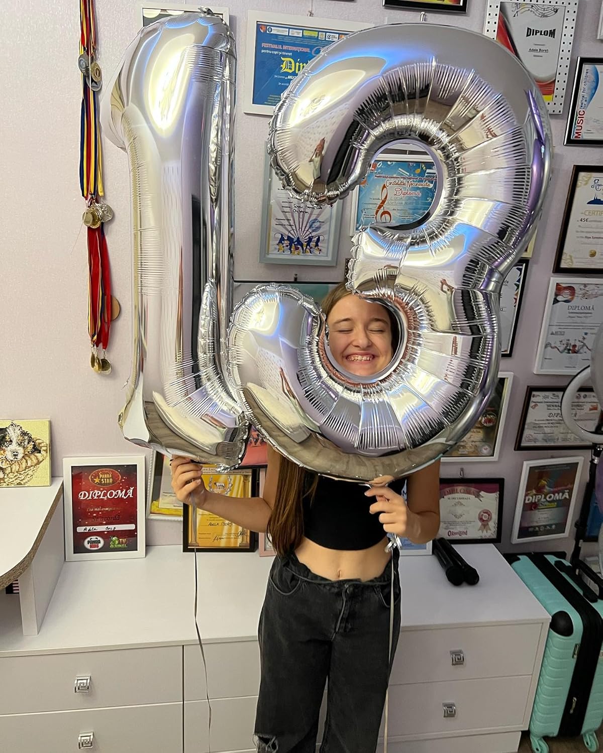 Silver Number 13 Balloon - 40 Inch Birthday Decoration for Kids | Perfect for 13th Birthday Parties