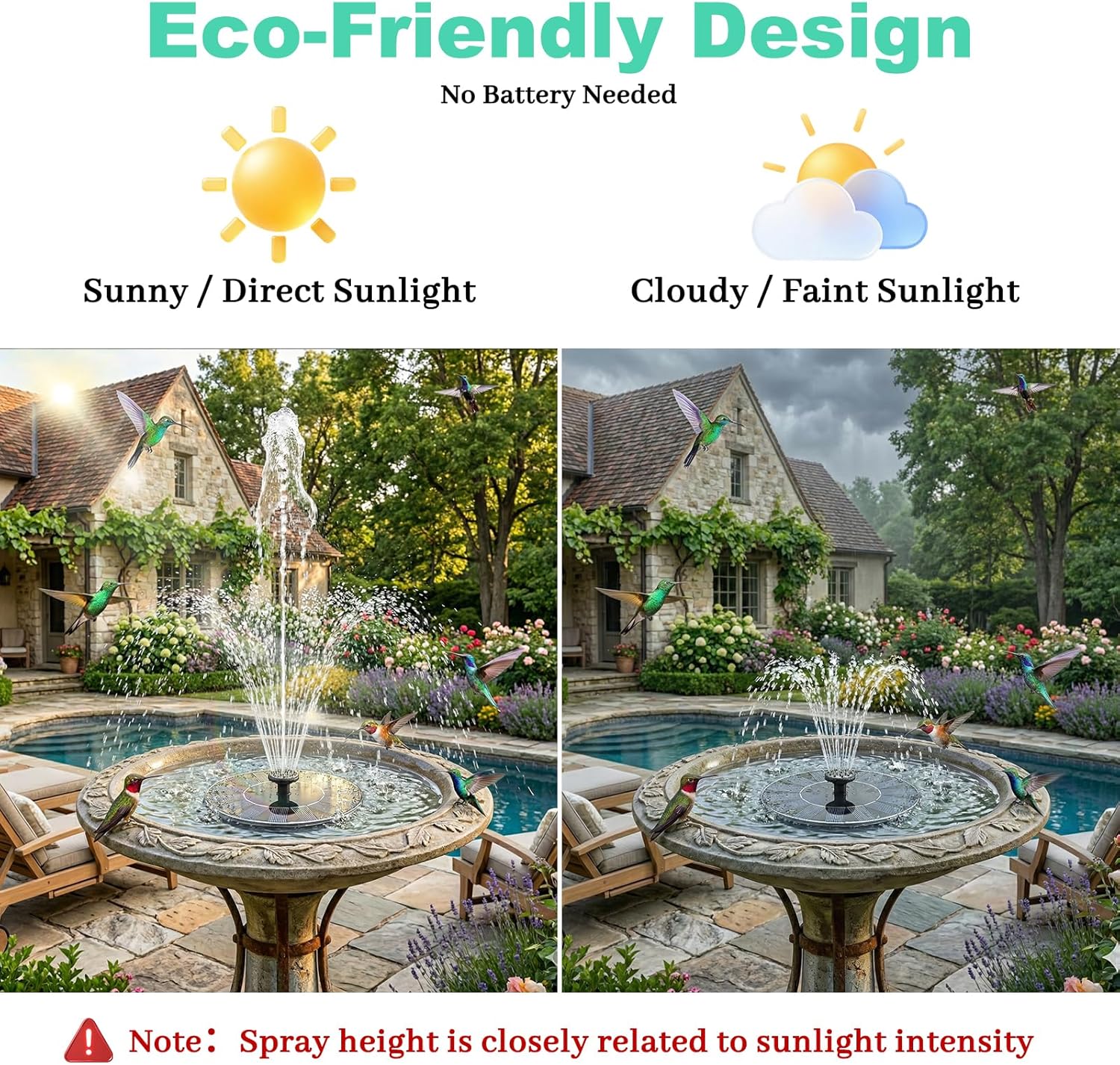 Yeomi Solar Fountain - Floating Water Pump for Bird Bath | Eco-Friendly, No Battery Needed, Easy to Use