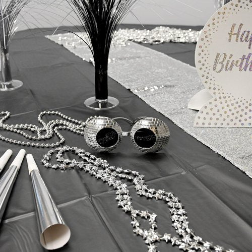Beistle 2 Pack Plastic Disco Ball Glasses- Retro Eras Party Favors, 70’s, 80’s, 90’s Decades Dance Accessories, Silver Costume Supplies
