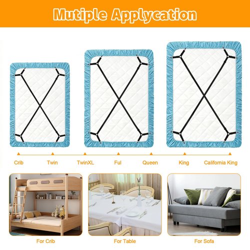 yccsedd Bed Sheet Straps, 4Pcs Elastic Adjustable Bed Sheet Holder Straps, Fitted Sheet Straps to Hold Sheets in Place with Metal Clips, Sheet Holders for Mattress Cover, Sheet, Sofa Cushion (Black)