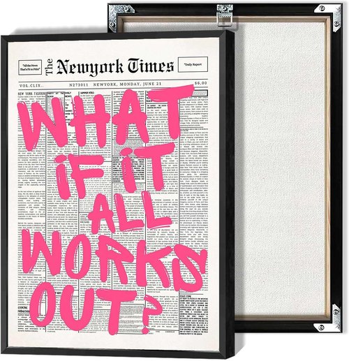 Drimiler Retro Newspaper Poster - Positive Affirming Quote Canvas Wall Art | 24x36in Framed Decor