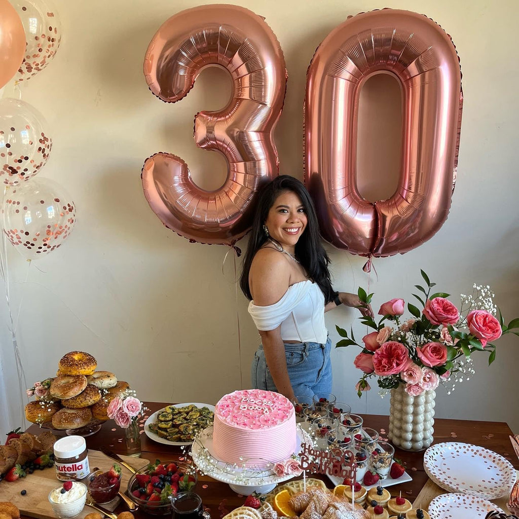 Rose Gold Number Balloons - 40 Inch 0 Balloon for Birthday Celebrations | Party Supplies for All Ages