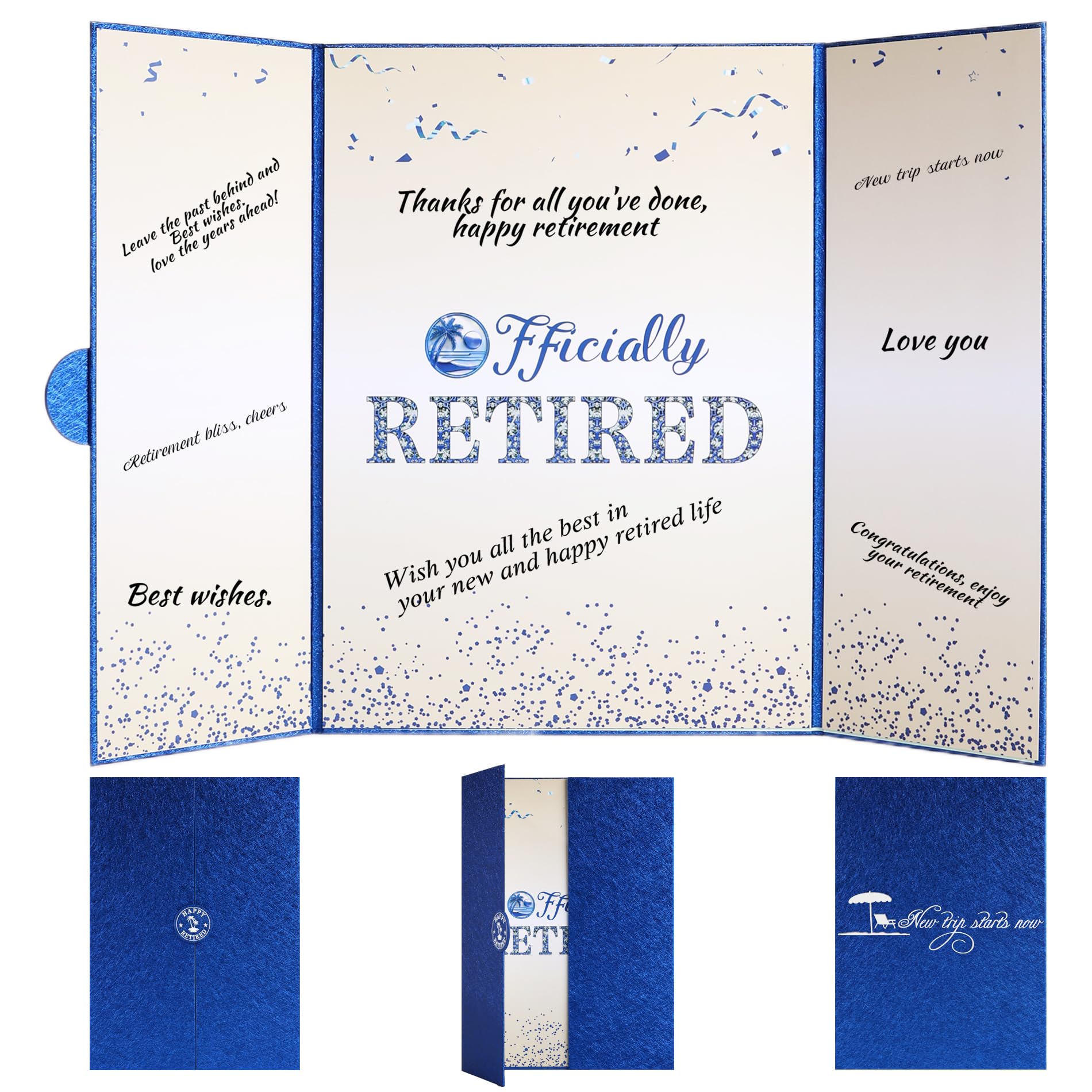 Viogtmca Blue Silver Retirement Party Decorations Large retirement Card Signing Guest Book Creative retirement Card for Men Women