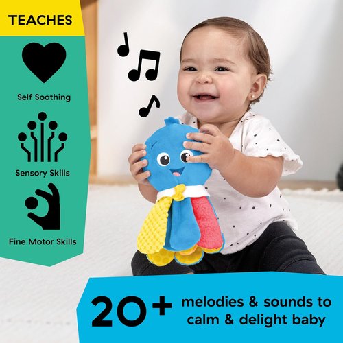 Baby Einstein Take Along Opus Octopus Soother - Portable Musical Toy with Stroller Clip & 20 Melodies for Newborns