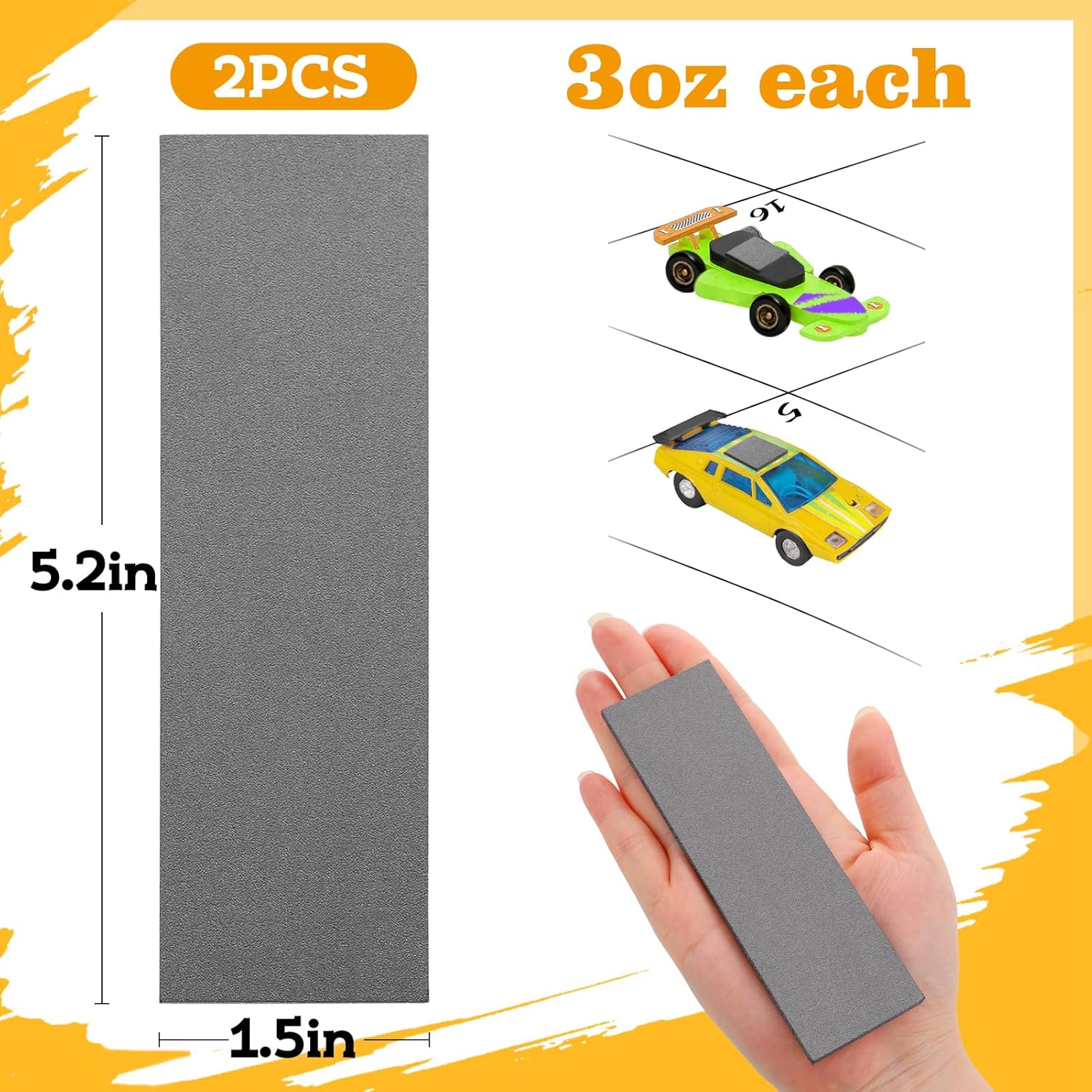 Stick On Flex Tungsten Weights - 3oz Cuttable Derby Car Weights for Enhanced Speed | 2 Pack