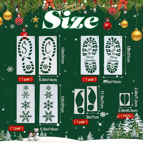 FOIMAS Christmas Santa Footprint Stencil Set - 9 Large Snowflake Templates for Festive Floor Decor