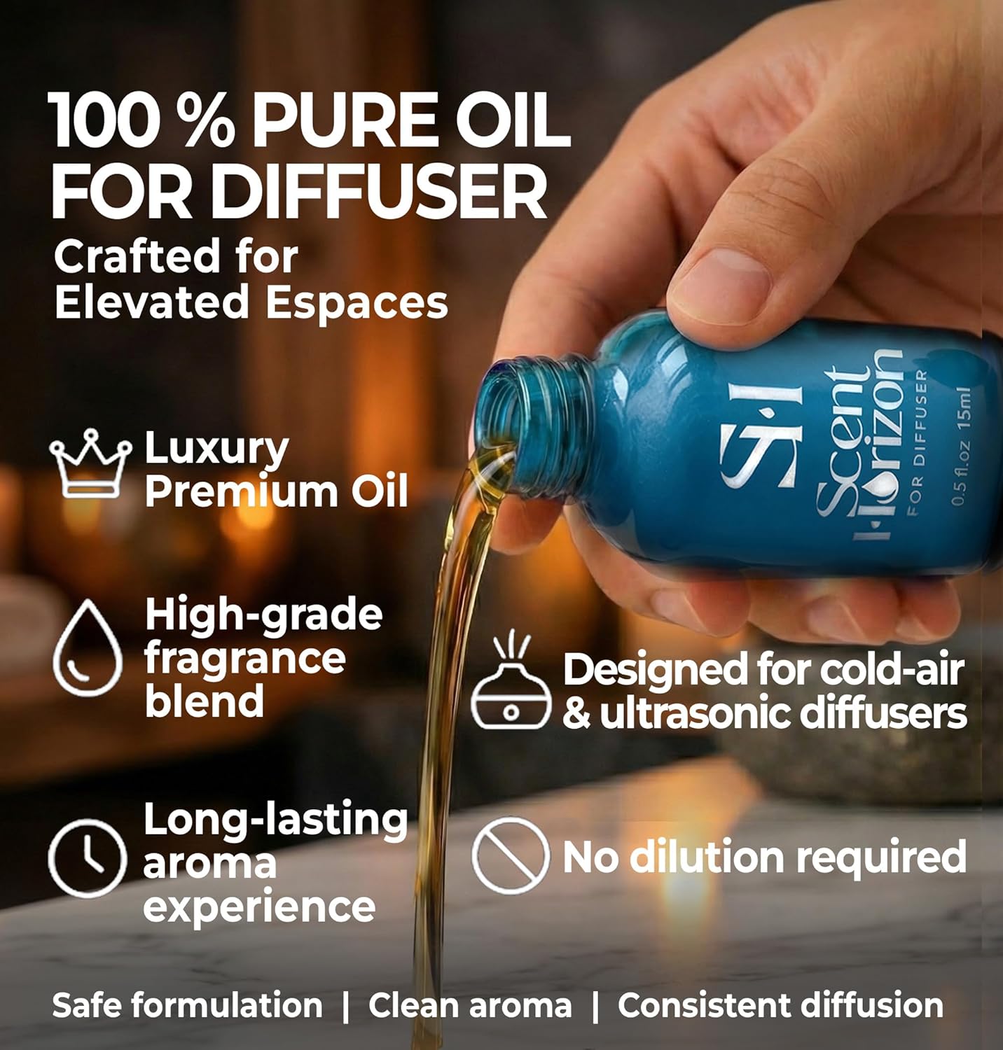 Royal Cashmere RC Hotel Diffuser Oil - 5-Star Luxury Scent | 0.5 Fl Oz (15 ml) for Ultrasonic & Waterless Diffusers