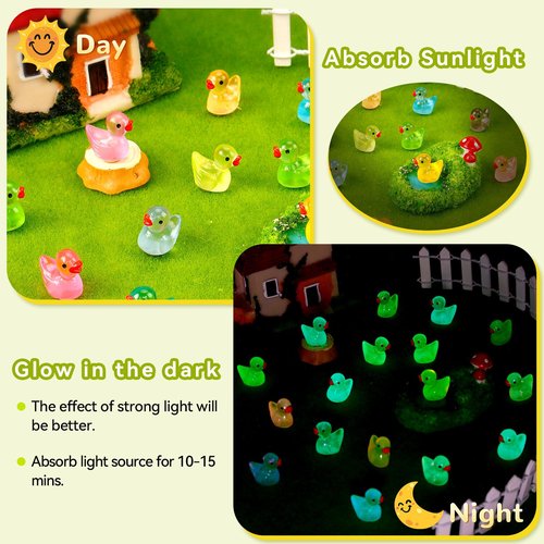 24Pcs Luminous Mini Resin Duck Fridge Magnets, Funny Duck Refrigerator Magnets, Cute Cartoon Decorative Magnets, Small 3D Colorful Magnets, Magnetic Tiny Duck Decor for Fridge Locker Kitchen Office